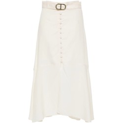 A-line belted midi skirt