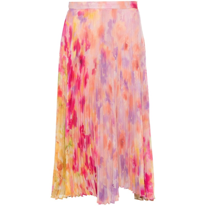 Floral-print pleated skirt