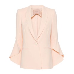 Flounce-sleeve crepe blazer