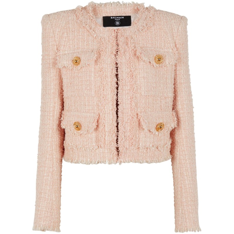 Frayed tweed jacket