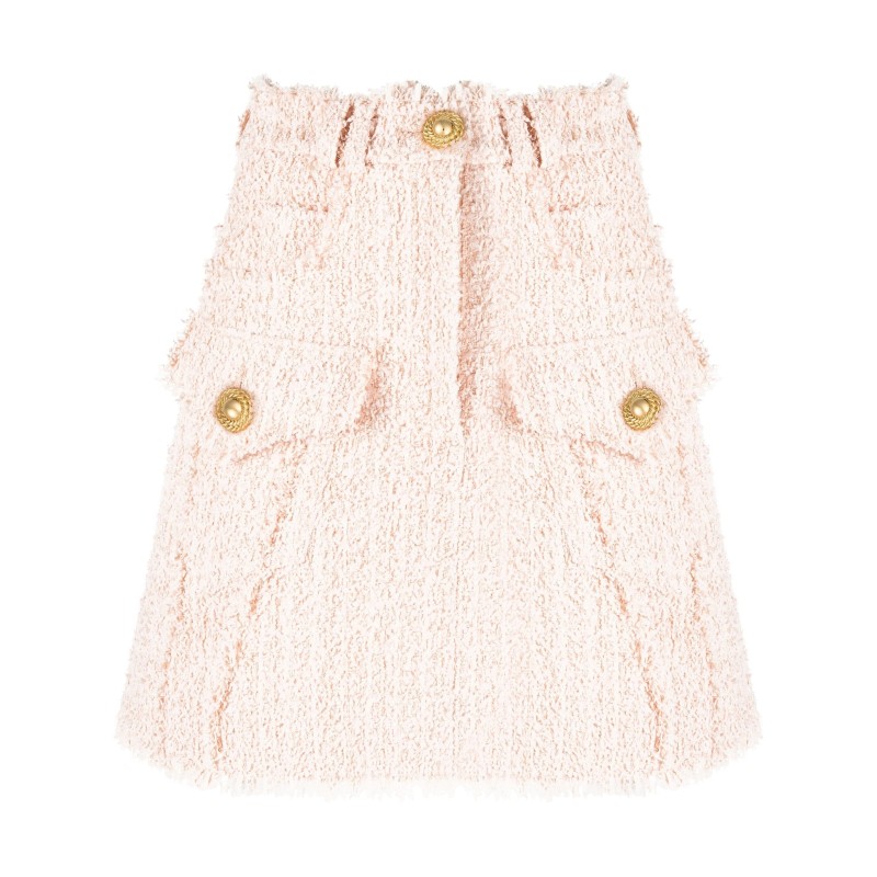 Frayed tweed miniskirt