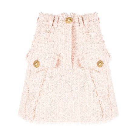 Frayed tweed miniskirt