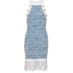 Fringed tweed minidress