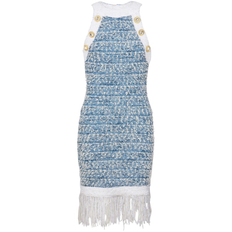 Fringed tweed minidress