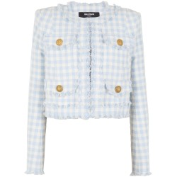 Gingham tweed jacket