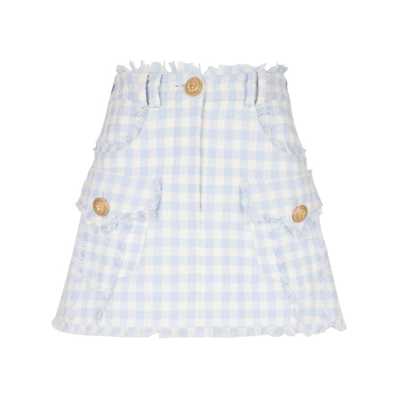 Gingham-pattern a-line skirt