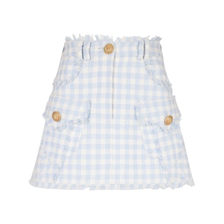 Gingham-pattern a-line skirt