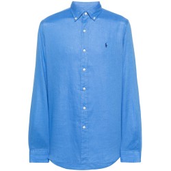 Linen logo embroidered shirt