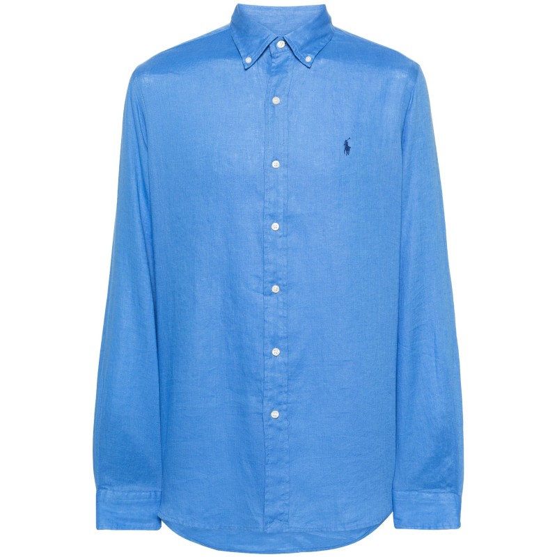 Linen logo embroidered shirt