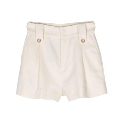 Logo-plaque pleat shorts