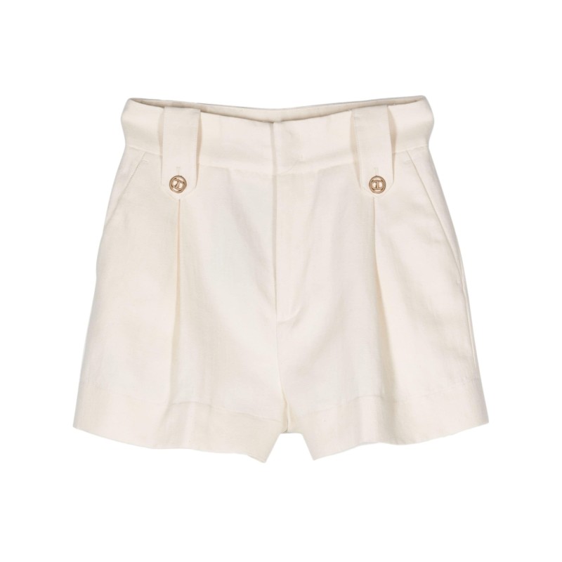 Logo-plaque pleat shorts