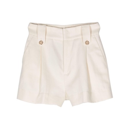 Logo-plaque pleat shorts