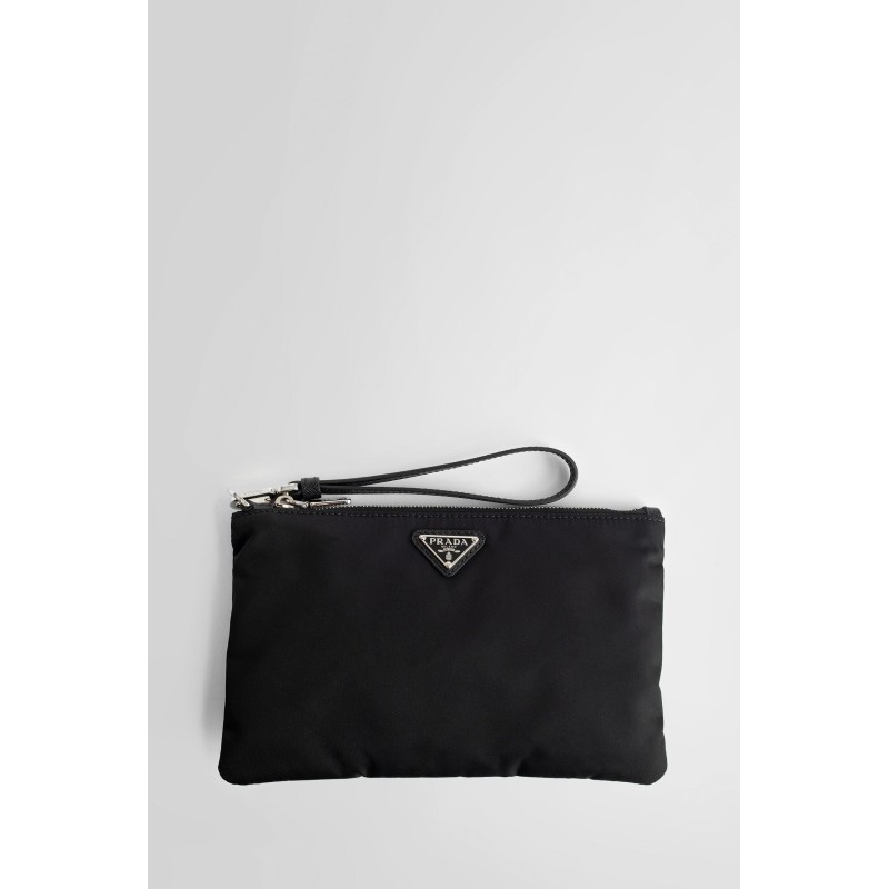 re-nylon and saffiano leather pouch