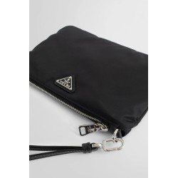 re-nylon and saffiano leather pouch