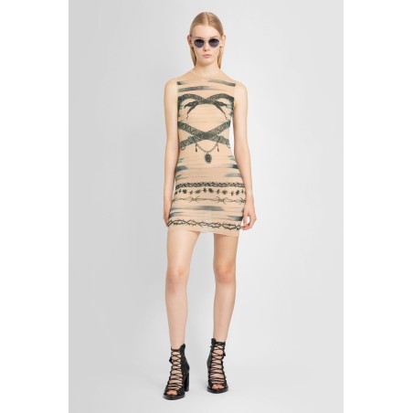 knwls collaboration trompe l'oeil tattoo short dress