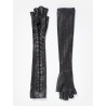 long leather gloves with front laces