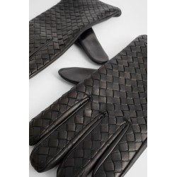 intrecciato leather gloves