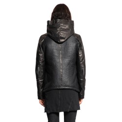 hooded leather jacket