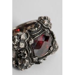 4 tiger ring with dark red stone