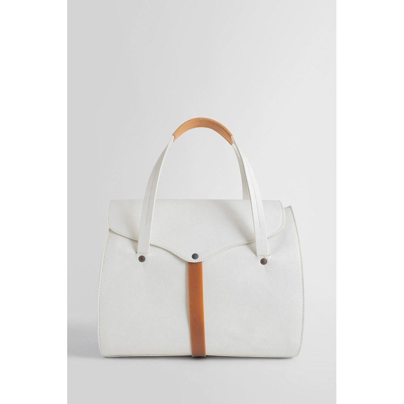 white leather top handle bag