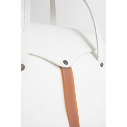 white leather top handle bag