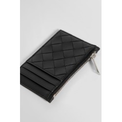 intrecciato leather zipped card case