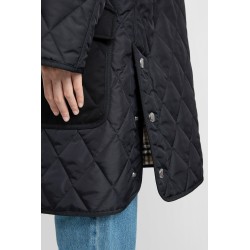 diamond quilted thermoregulated hooded coat