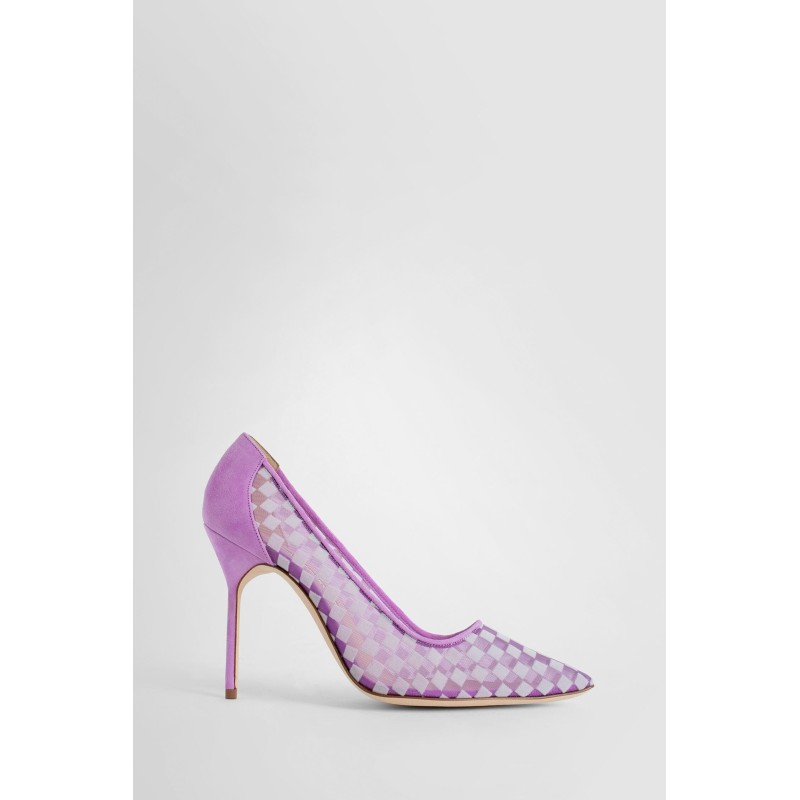 mesh chequered pumps