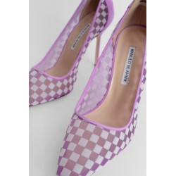 mesh chequered pumps