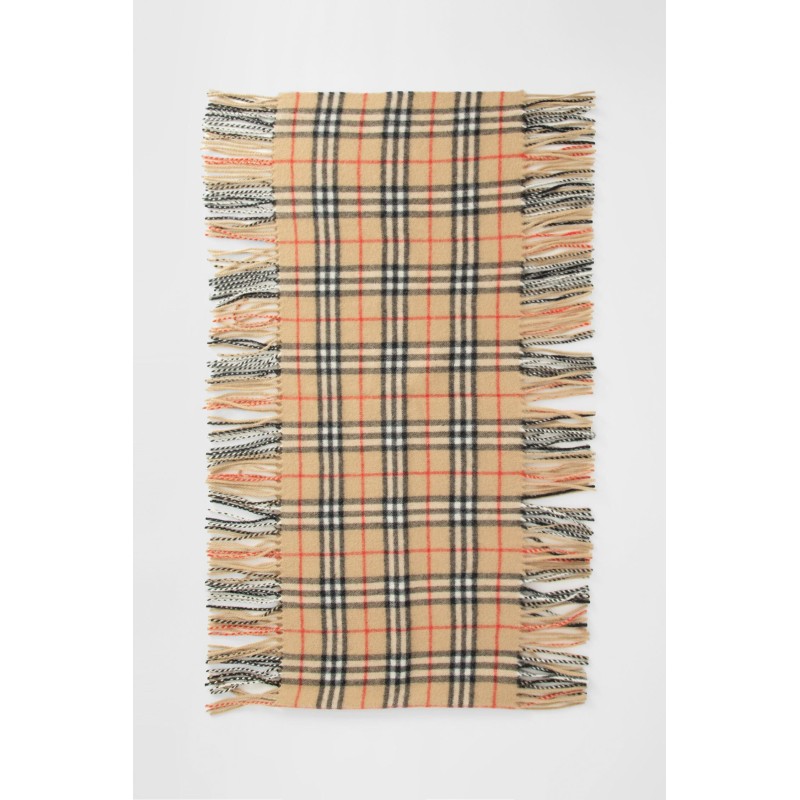 check cachemire fringed scarf