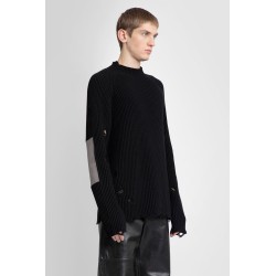 distressed mock neck jumper