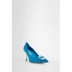 090 satin jewel buckle pumps