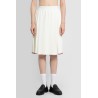 below-the-knee pleated wrap skirt