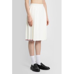 below-the-knee pleated wrap skirt