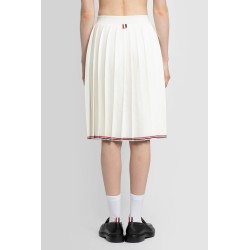 below-the-knee pleated wrap skirt