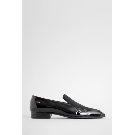 gabriel patent leather and silk satin loafers