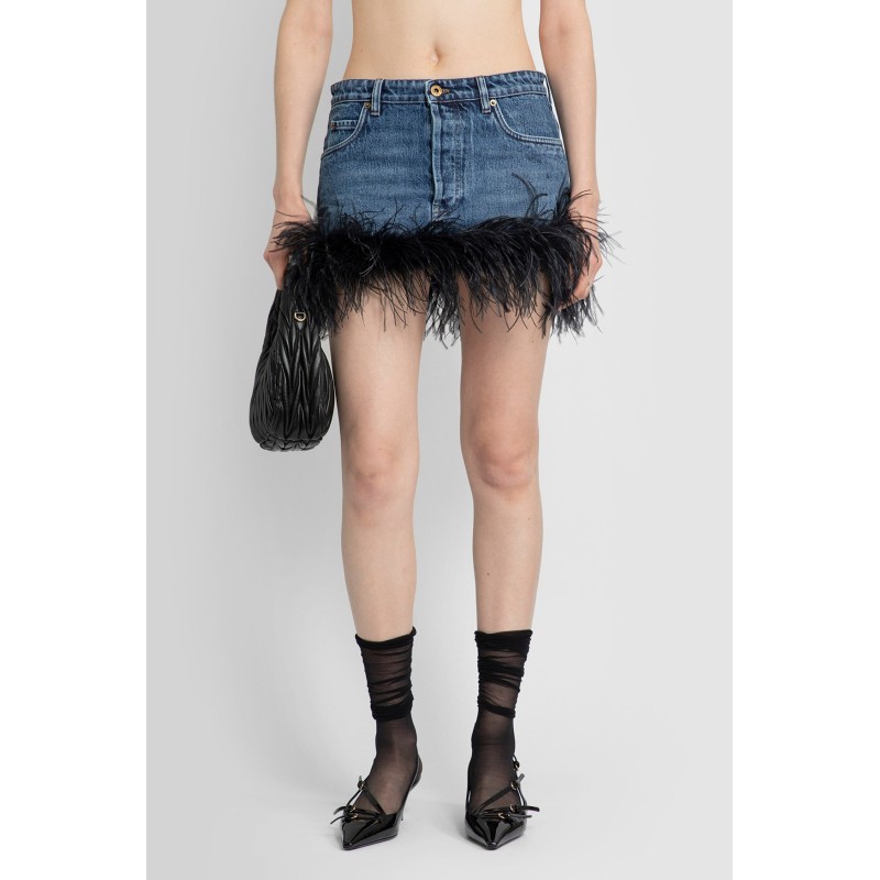 mini skirt with feathers