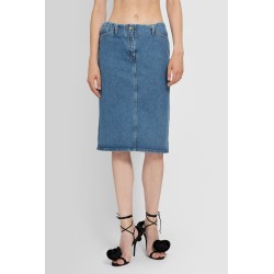 split back denim midi skirt