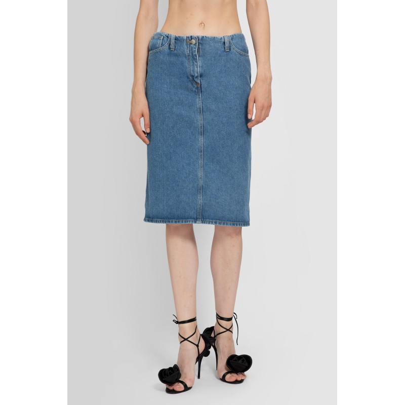 split back denim midi skirt