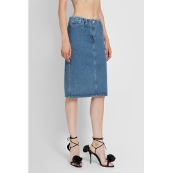 split back denim midi skirt