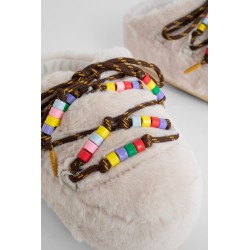 faux fur beades padded snow mules