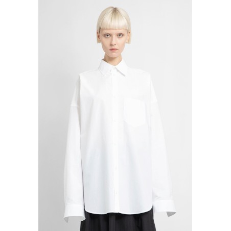 oversized logo pocket shirt in cotton poplin