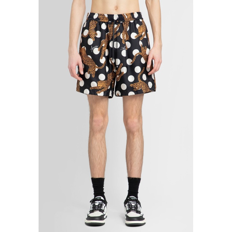 leopard and polka dots silk shorts