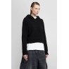 curved logo knit hoodie