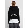 curved logo knit hoodie