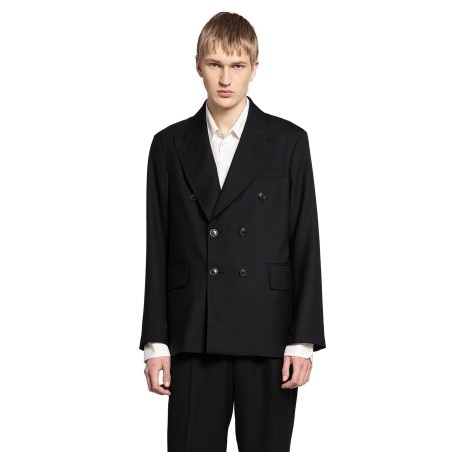 unconstructed double-breasted blazer