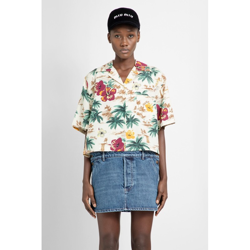 hawaii print cropped shirt