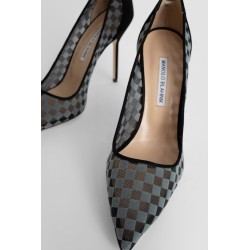 mesh checkered pumps