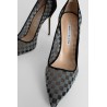 mesh checkered pumps