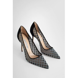 mesh checkered pumps